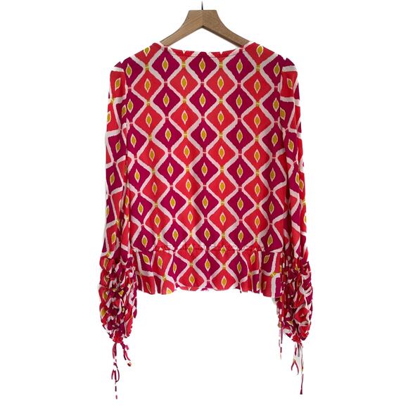 Tory Burch Silk Printed Blouse Size 4 - Picture 5 of 10